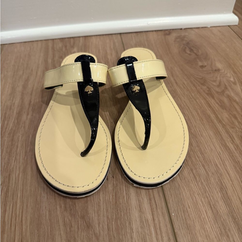 Kate Spade Cream and Black Sandals Minimalist Design